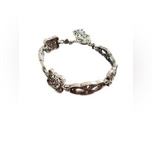 Vintage Brighton Sterling Silver Plated Panel Bracelet Infinity
Open Scroll